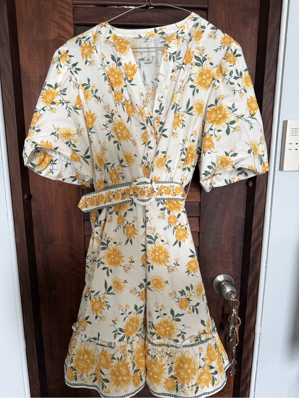 Joie Cream Floral Wrap Dress with Yellow Blooms